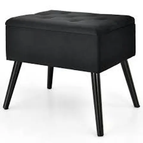 BOXED COSTWAY BLACK MODERN UPHOLSTERED FLIP TOP VELVET STORAGE OTTOMAN FOOTREST