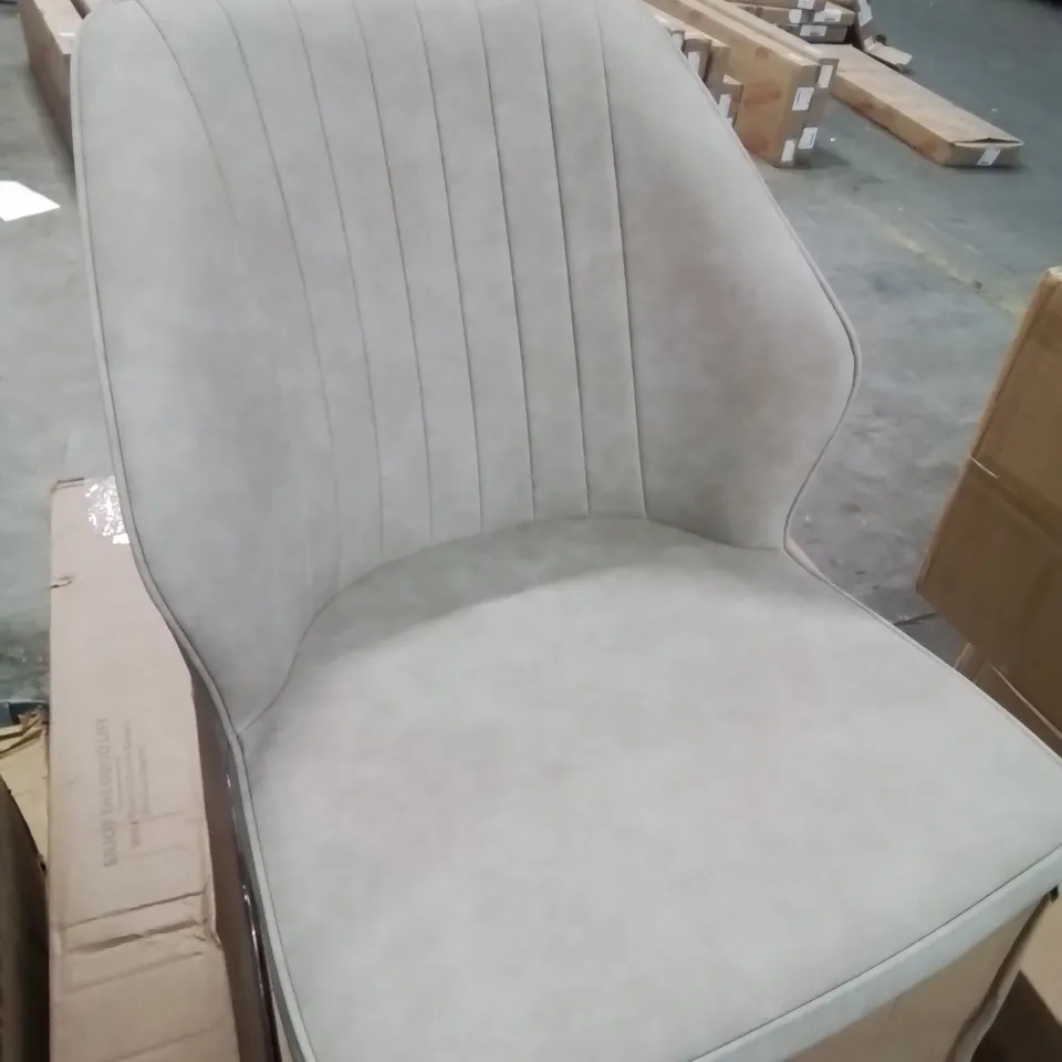 BOXED DANFORTH CREAM FAUX LEATHER UPHOLSTERED DINING CHAIRS