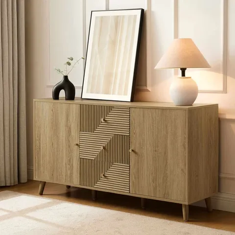BOXED DUSK DORA LARGE SIDEBOARD WITH DRAWERS - LIGHT WOOD