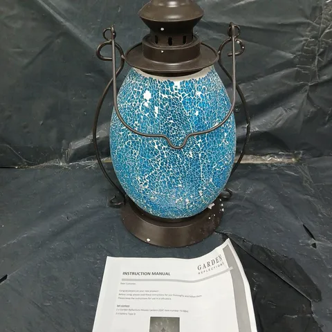BOXED GARDEN REFLECTION MOSAIC LANTERN - BLUE