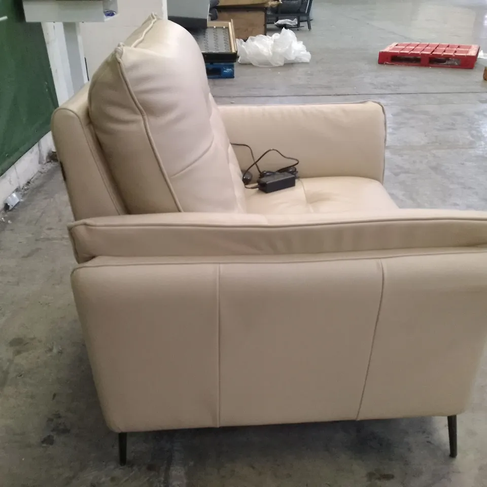 QUALITY ITALIAN DESIGNER BOLZANO ELECTRIC RECLINER CHAIR - BEIGE LEATHER