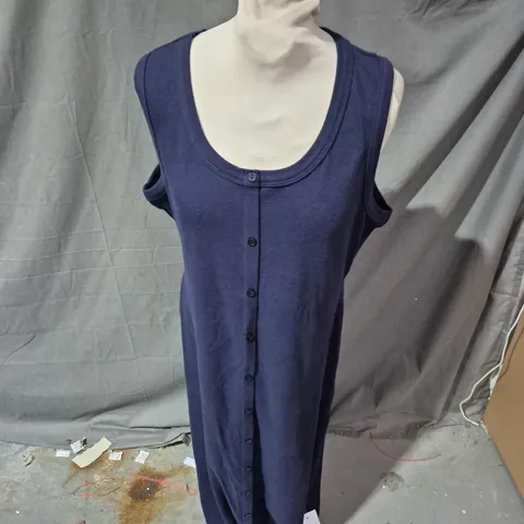NOBODY'S CHILD SLEEVELESS BUTTON-THROUGH DRESS – NAVY, UK 18