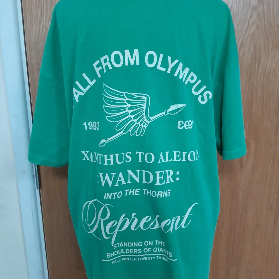 REPRESENT FALL FROM OLYMPUS T-SHIRT IN ISLAND GREEN - LARGE