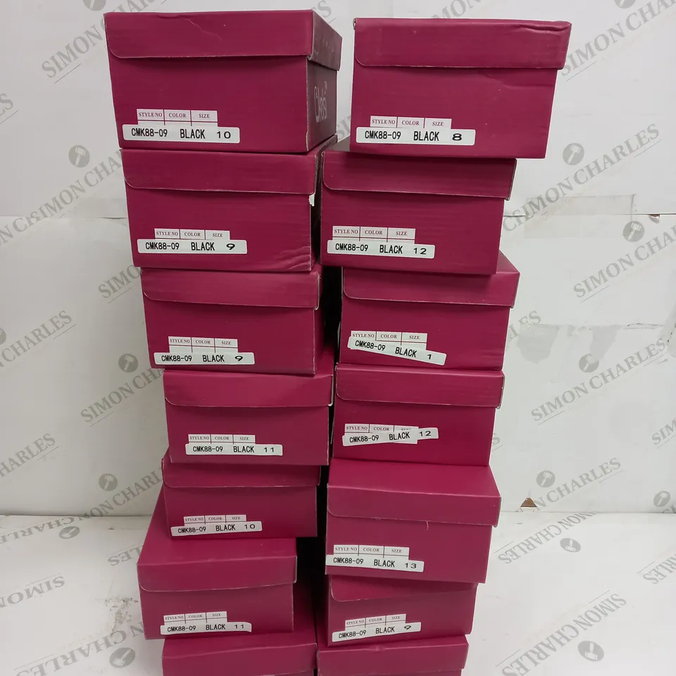 APPROXIMATELY 14 BOXED PAIR OF KELSI KIDS BUTTERFLY EMBROIDERED LOAFERS IN BLACK TO INCLUDE SIZES 1, 9, 10, 11, 13