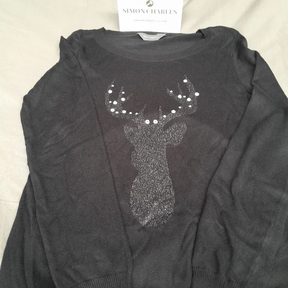 RUTH LANGSFORD LADIES BLACK CHRISTMAS JUMPER SIZE S