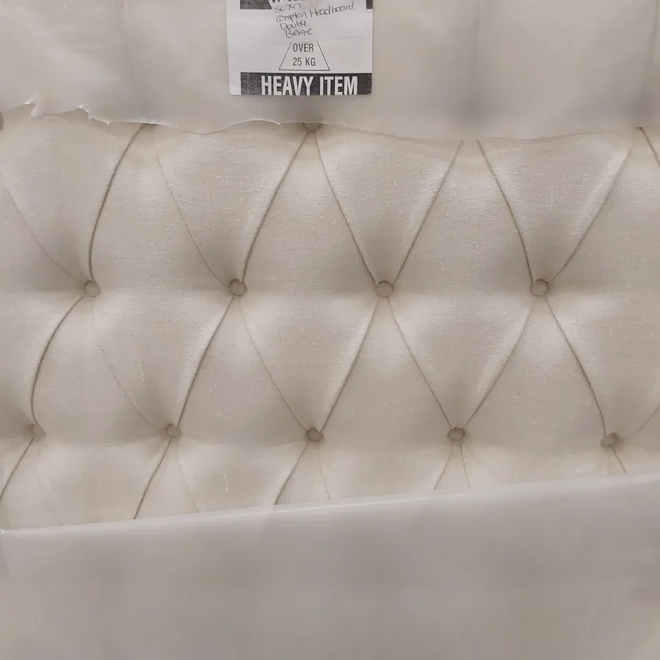 BAGGED WILLOW AND HALL COMPTON 4'6" DOUBLE SIZE HEADBOARD - BIEGE 