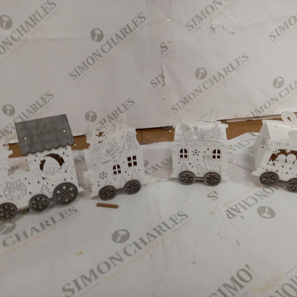 HOME REFLECTIONS PRE-LIT WOODEN WHITE TRAIN DECOR
