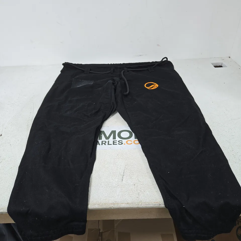 BLACK MARTIAL ARTS PANTS WITH ORANGE LOGO – SIZE A3