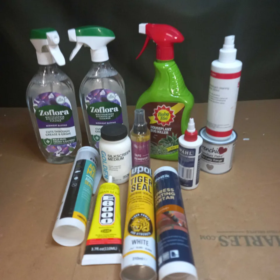 LOT OF ASSORTED ITEMS TO INCLUDE BABY BIO, ZOFLORA DISINFECTANT AND FURNITURE PAINT 