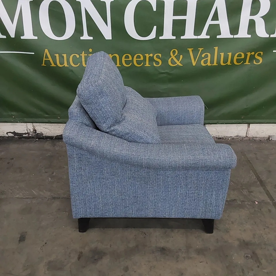 QUALITY G PLAN DESIGNER FLAIR ARMCHAIR IN SYNERGY OCEAN BLUE FABRIC 