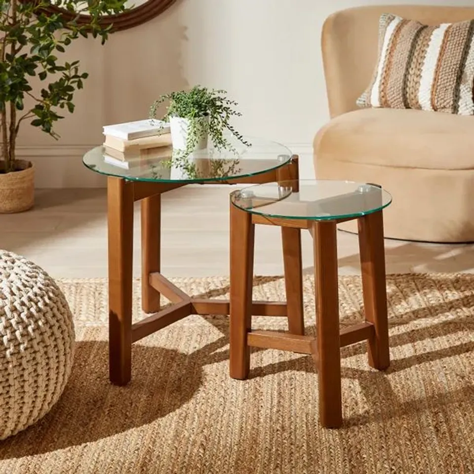 BOXED AGATHA SOFA SIDE TABLE - DARK STAINED (1 BOX)