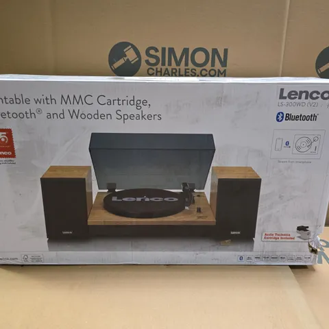 BOXED LENCO TURNTABLE WITH BLUETOOTH AND SPEAKERS - LS-300WD V2