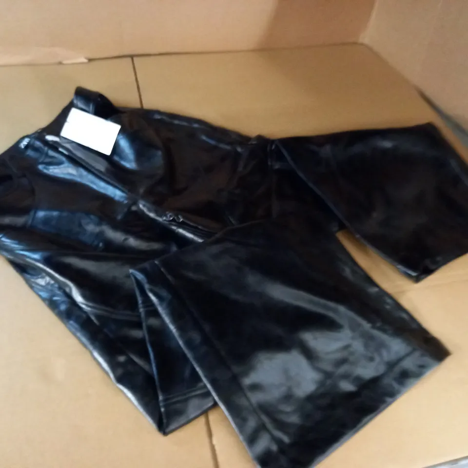 ZARA WIDE LEG BLACK PU TROUSERS - M