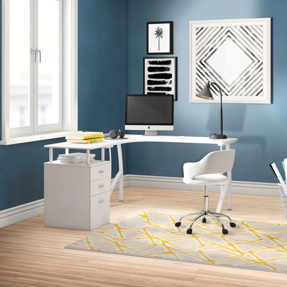 BOXED SAN MATEO L - SHAPED EXECUTIVE DESK - WHITE (2 BOXES)