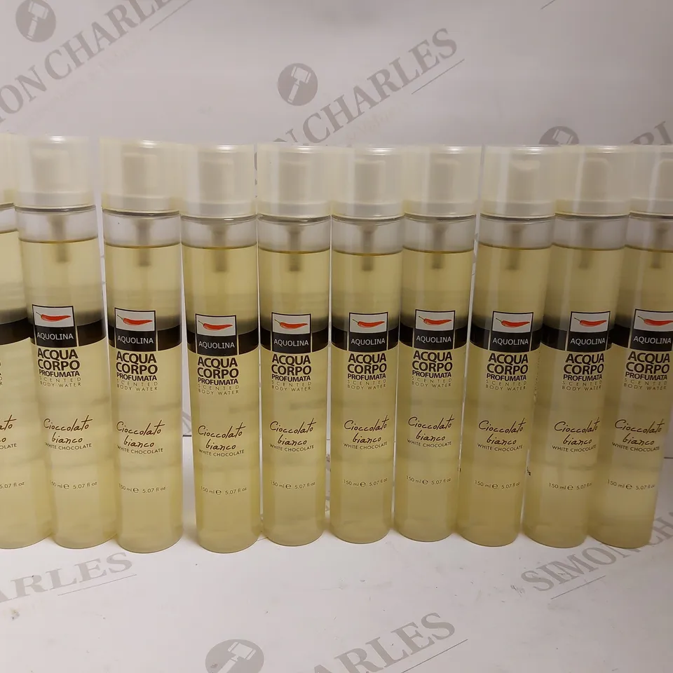 BOX OF 10 AQUOLINA WHITE CHOCOLATE SCENTED BODY WATER - 150ML