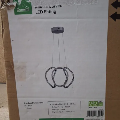 BOXED DUNELM MARISA CURVED LED FITTING CEILING PENDANT LIGHT – 3‑RING DESIGN