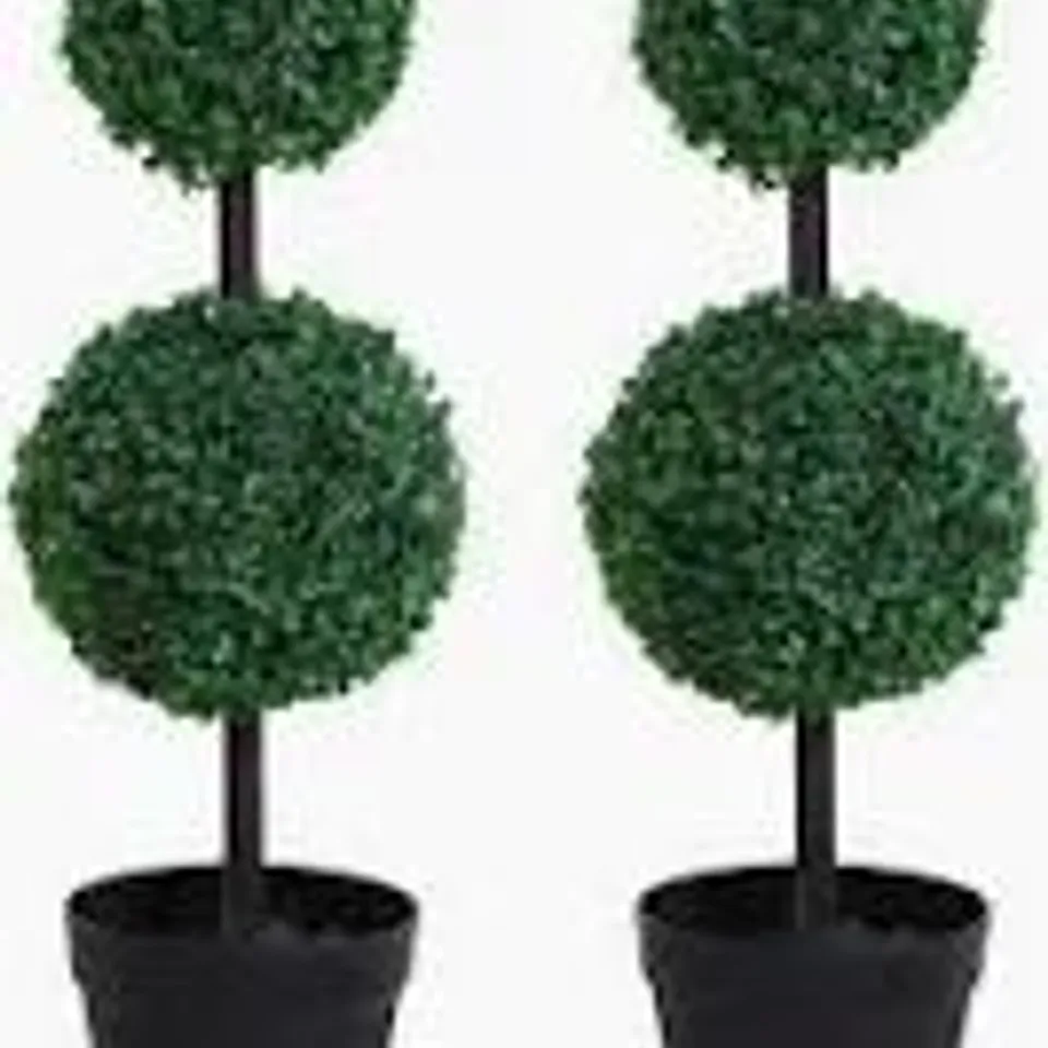 BOXED OUTSUNNY SET OF 2 ARTIFICIAL BOXWOOD BALL TOPIARY TREES POTTED DECORATIVE PLANT OUTDOOR AND INDOOR DÉCOR (67CM)