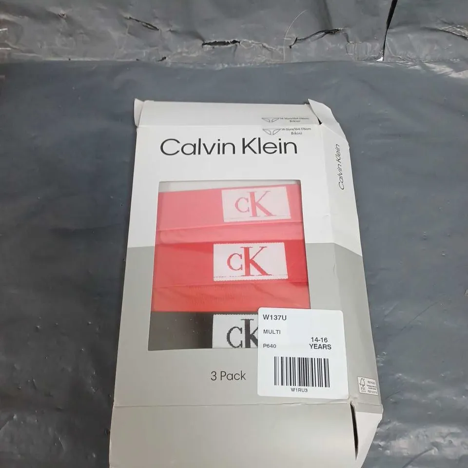 CALVIN KLEIN 3 PACK BIKINI BRIEF 14-16YRS