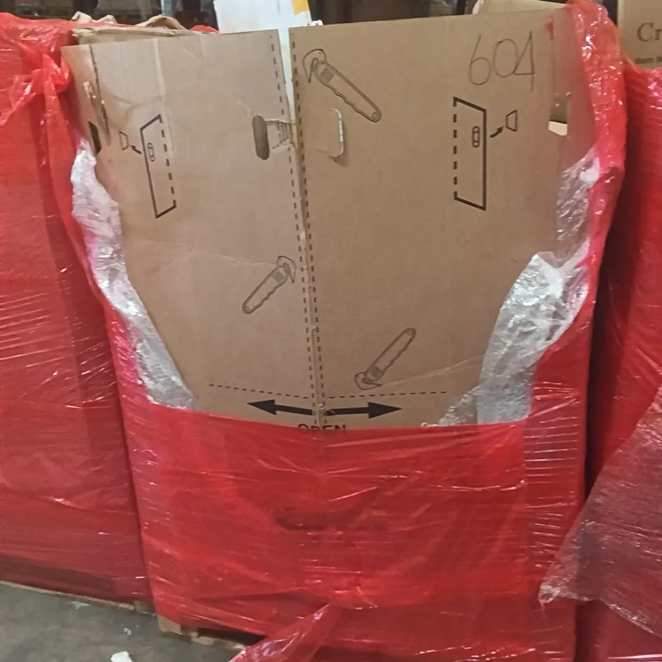 PALLET OF ASSORTED HOUSEHOLD GOODS AND PRODUCTS TO INCLUDE; PILLOWS, DUVET, BOXED FURNITURE ETC