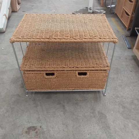 DESIGNER WICKER COFFEE TABLE WITH STORAGE 