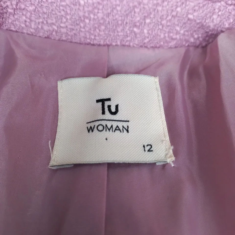 TU WOMAN PINK BOUCLÉ BLAZER UK SIZE 12