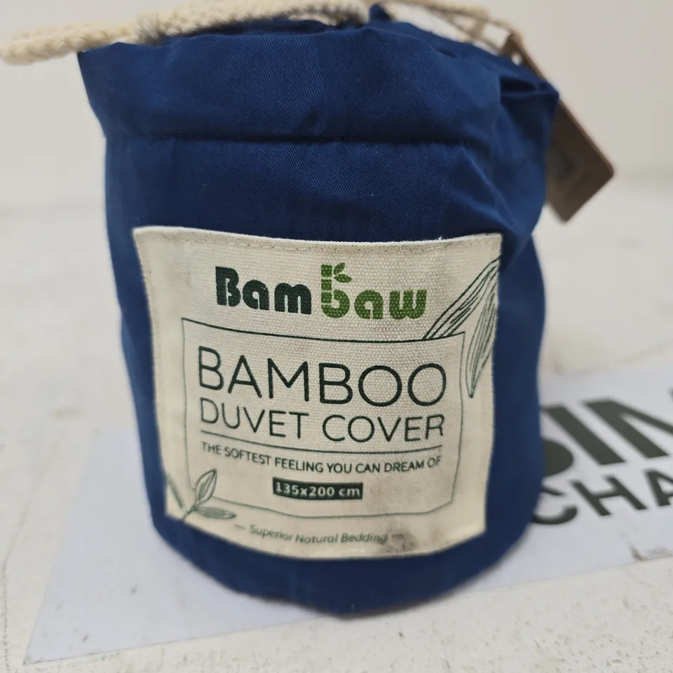 BAMBOO DUVET COVER 135 X 200 CM – BLUE (IN DRAWSTRING BAG)