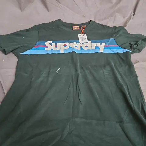 Superdry Retro Stripe Logo T‑Shirt Enamel Green XL