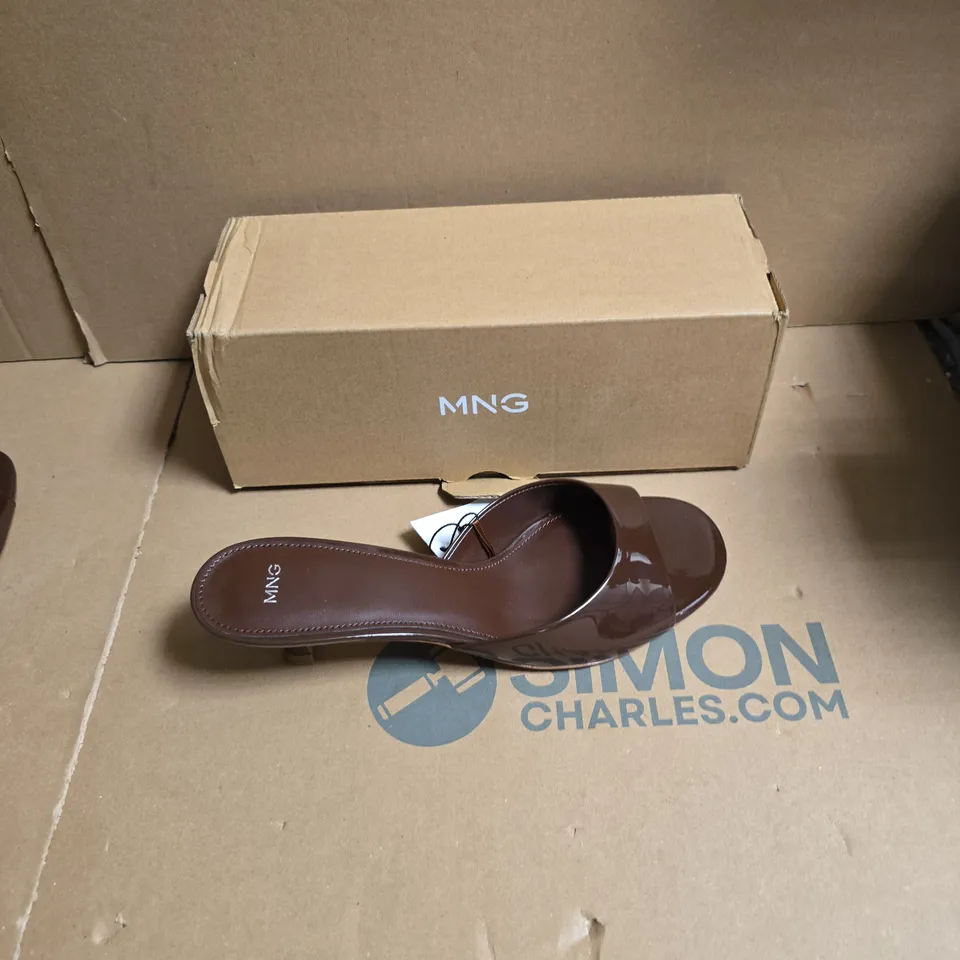 MNG BROWN LEATHER SANDALS – WOMEN'S OPEN-TOE SLIP-ON (BOXED) - EUR SIZE 39