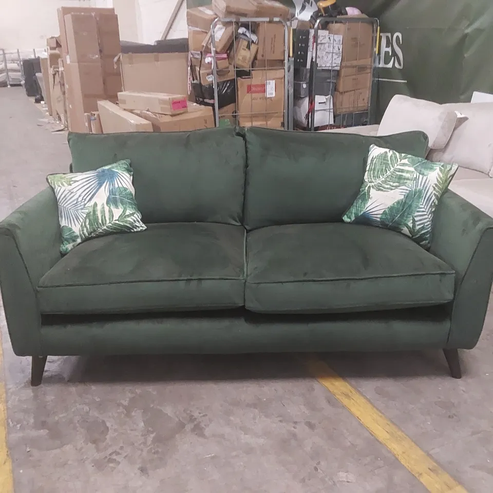 QUALITY DESIGNER 3-SEATER VELVET UPHOLSTERED SOFA