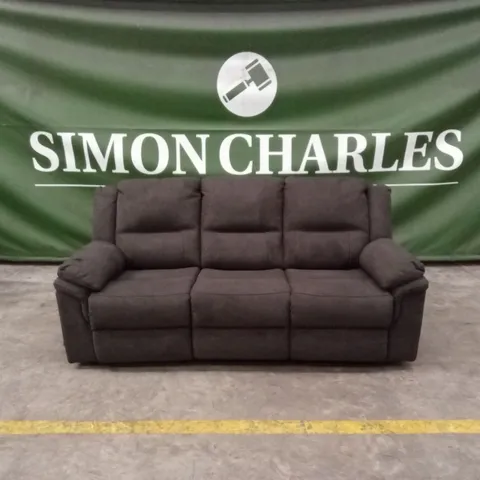 ALBION FABRIC 3 SEATER HIGH BACK MANUAL RECLINER SOFA - CHARCOAL
