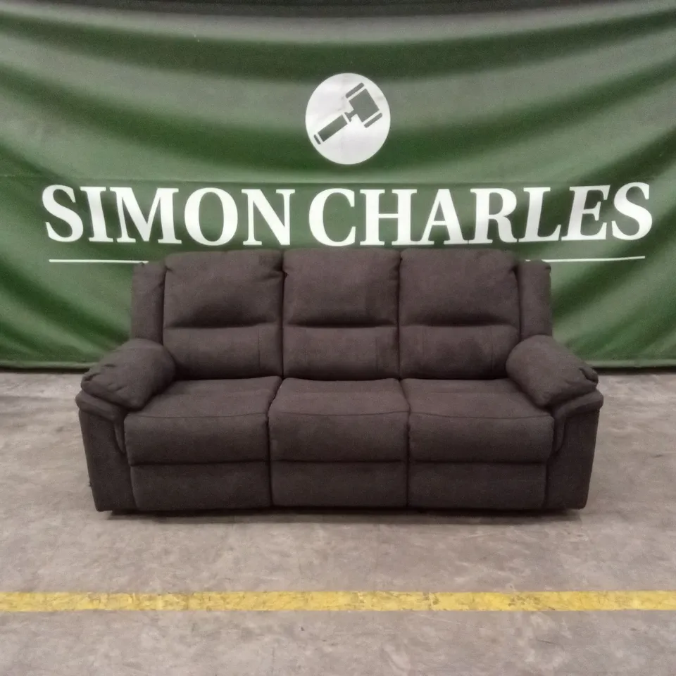 ALBION FABRIC 3 SEATER HIGH BACK MANUAL RECLINER SOFA - CHARCOAL RRP £749