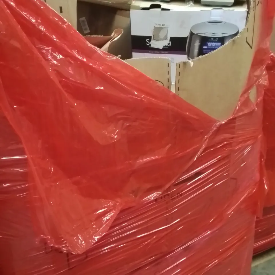 PALLET OF ASSORTED HOUSEHOLD GOODS AND PRODUCTS TO INCLUDE;RICE COOKER,AREA RUG,TILLER