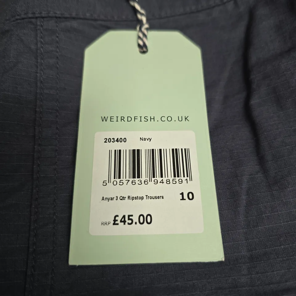 WEIRD FISH ANYAR 3/4 RIPSTOP TROUSERS, NAVY – UK 10 (WOMEN)
