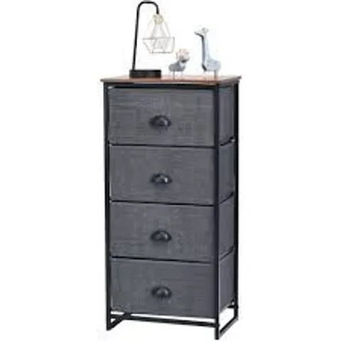 BOXED COSTWAY BLACK 4 DRAWER FABRIC NIGHTSTAND BEDSIDE STORAGE CABINET