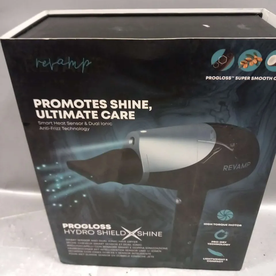 BOXED REVAMP PROGLOSS HYDRO SHIELD SHINE HAIR DRYER  DR-6000-GB