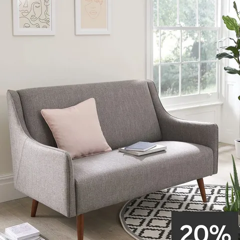 BOXED LIGHT GREY CLUB 2 SEATER SOFA