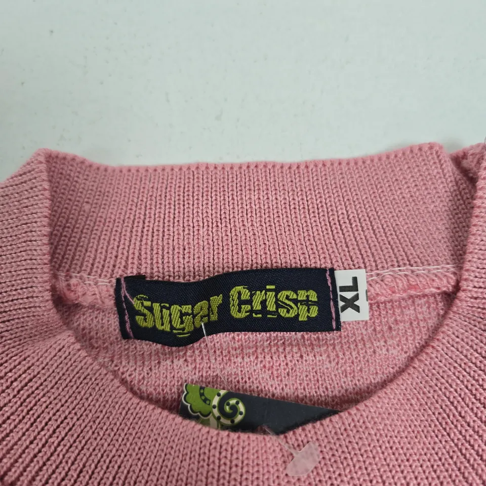 SUGAR CRISP PINK KNITTED WOMEN'S SWEATER – SIZE XL