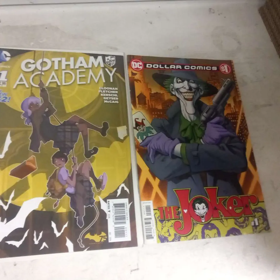 TEN ASSORTED DC COMICS TO INCLUDE; BATMAN, DC GOES ALL IN, GOTHAM ACADEMY, THE JOKER AND LIL GOTHAM