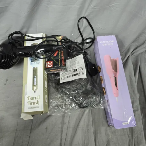 APPROXIMATELY 10 ASSORTED HEALTH & BEAUTY ITEMS TO INCLUDE BOOTS HAIR DRYER, BARREL BRUSH, HAIR EXTENSIONS, ETC