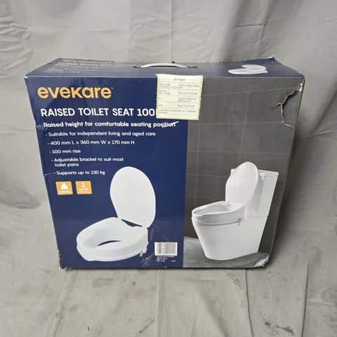 EVECARE RAISED TOILET SEAT 100MM – BOXED