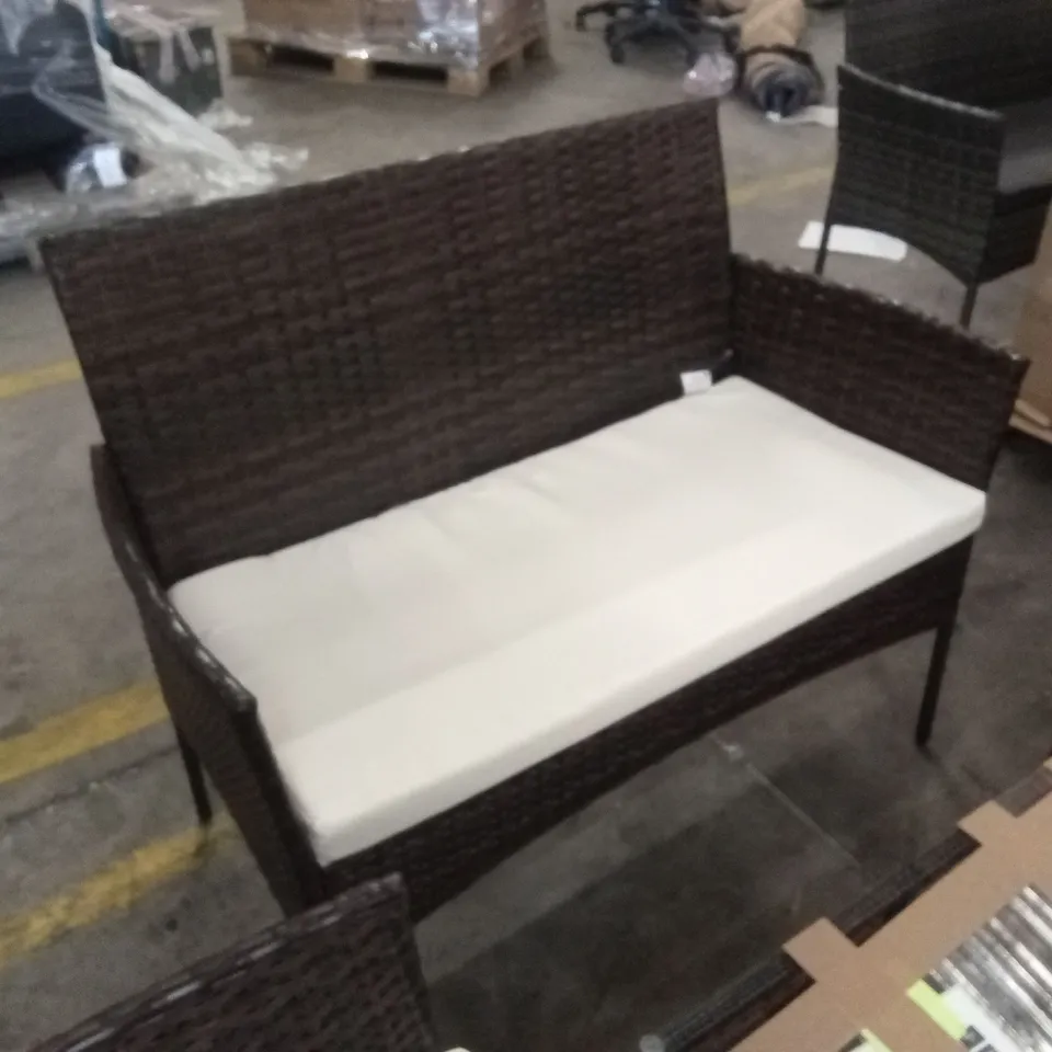 OUTDOOR ALL WEATHER WICKER 4-PERSON SEATING GROUP WITH CUSHIONS - BROWN