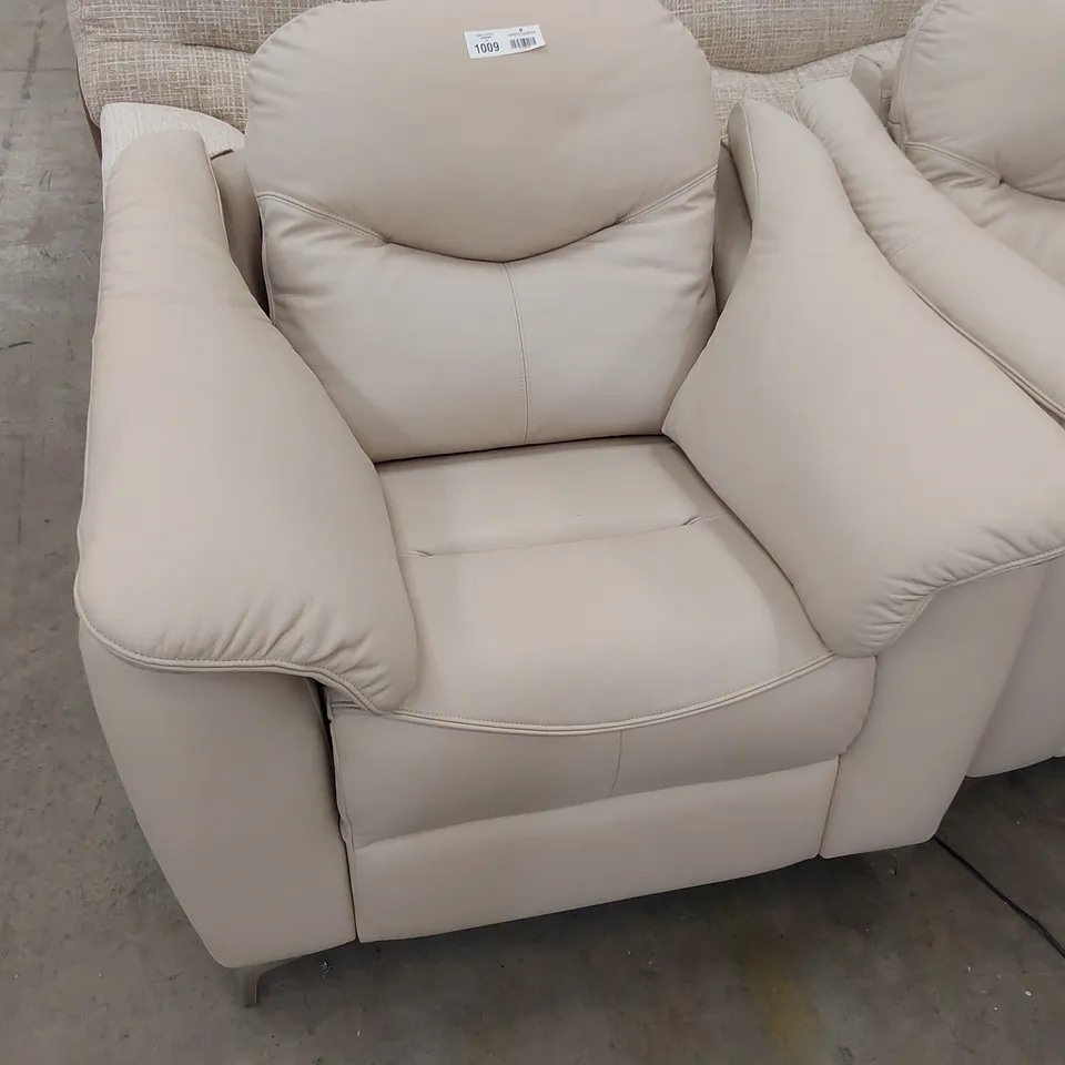 QUALITY BRITISH DESIGNER G PLAN JACKSON POWER RECLINING EASY CHAIR CAMBRIDGE STONE LEATHER 