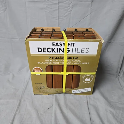 BOXED EASY FIT DECKING TILES – 9 TILES (30 X 30 CM) – ACACIA WOOD