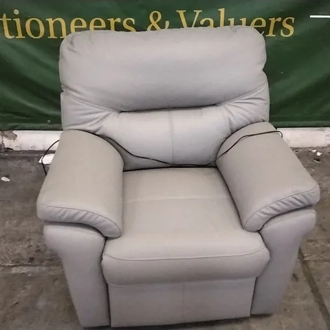 QUALITY BRITISH DESIGNED & MANUFACTURED G PLAN GREY LEATHER ELECTRIC RECLINING ARMCHAIR