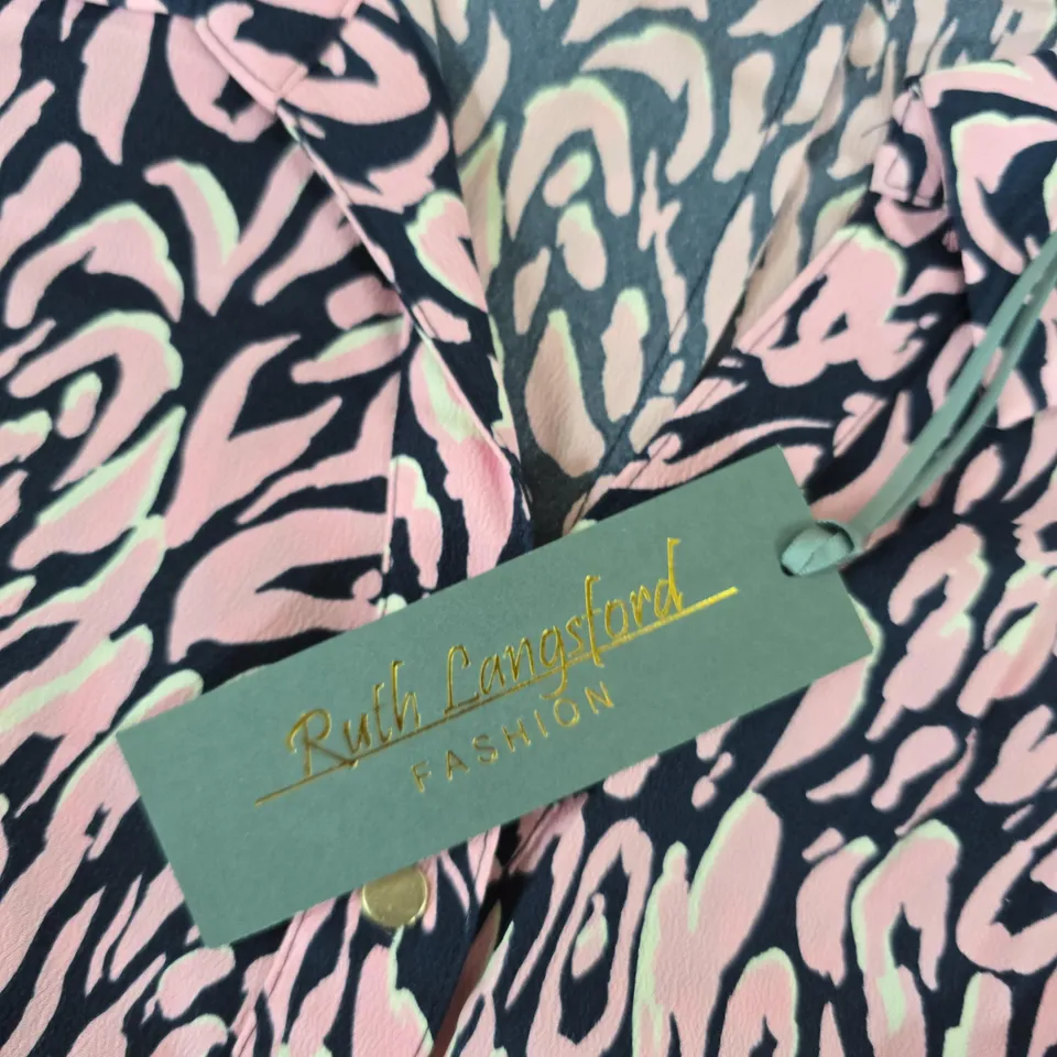 RUTH LANGSFORD PINK ANIMAL PRINT DRESS/BLOUSE UK SIZE 18 PETITE