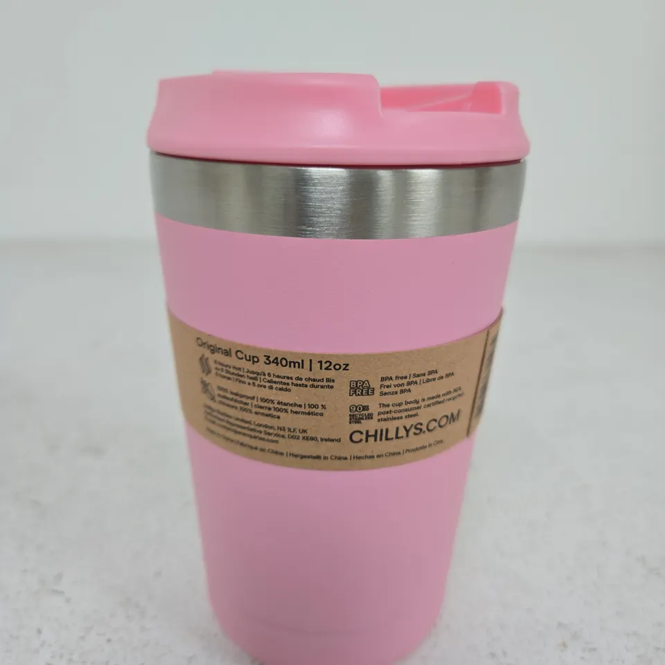 CHILLY'S ORIGINAL CUP 340ML PINK (12OZ) TRAVEL MUG