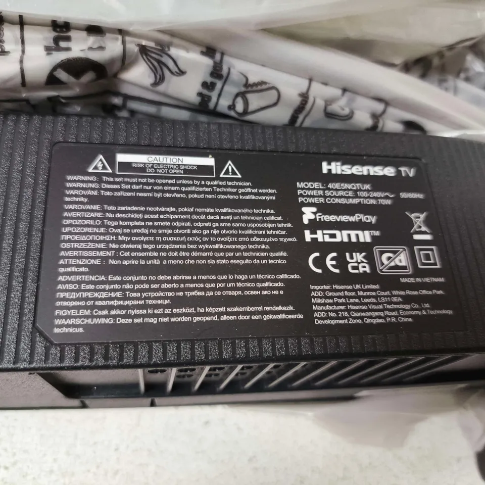 HISENSE 40-INCH SMART TV - COLLECTION ONLY 