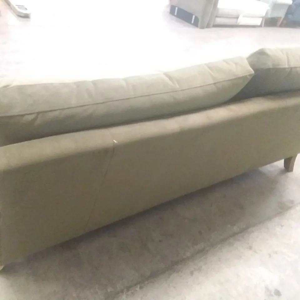 QUALITY BRITISH DESIGNER LOUNGE CO. ROSE 3 SEATER SOFA GREEN PLUSH FABRIC 