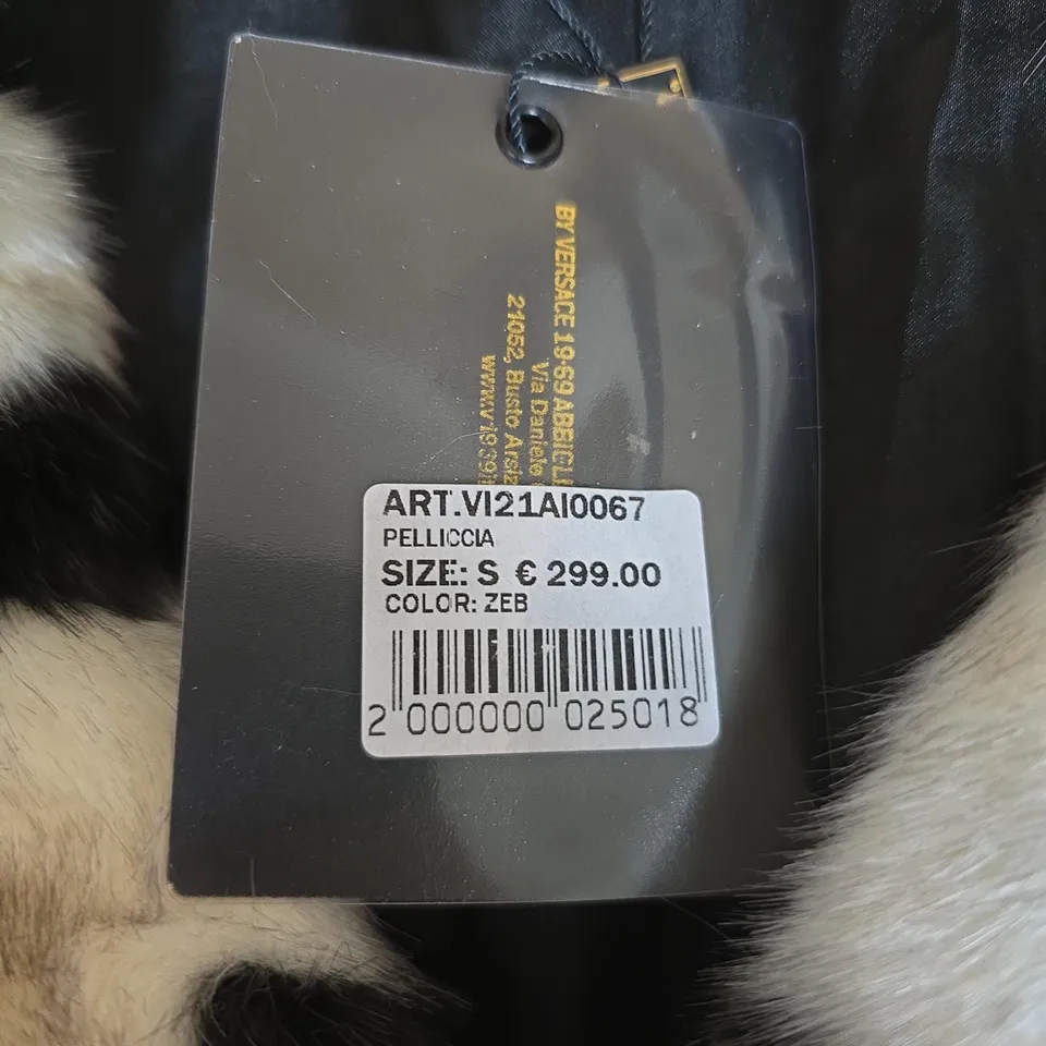 VERSACE 1969 PELLICCIA ZEBRA PRINT FUR COAT – SIZE S