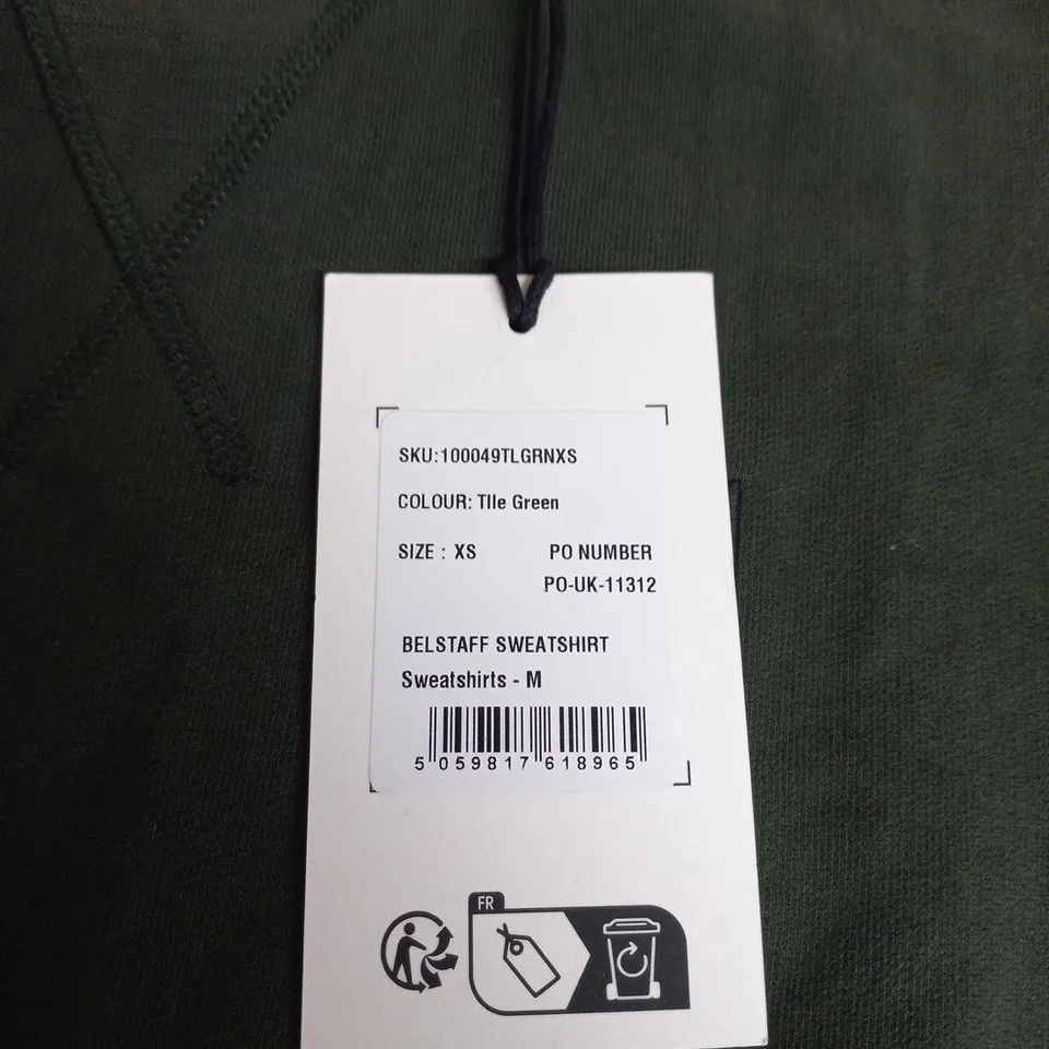 BELSTAFF SWEATSHIRT – TILE GREEN, SIZE XS